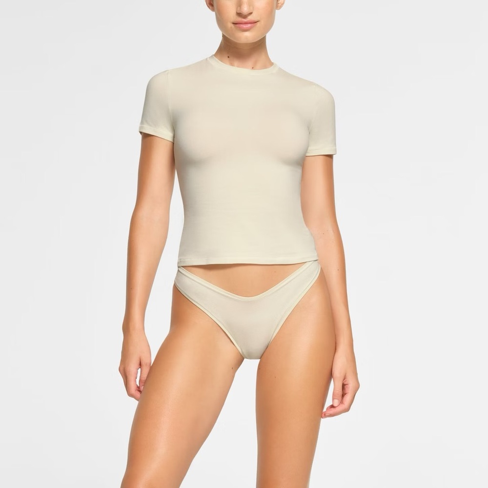 Skims cotton jersey t-shirt color bone